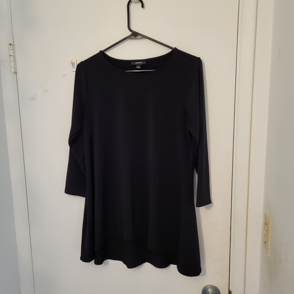 Alfani 3/4 Long Sleeve Tunic Black Shirt Women's size Small S